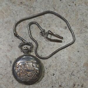 Vintage Silver Pocket Watch Pendant Necklace